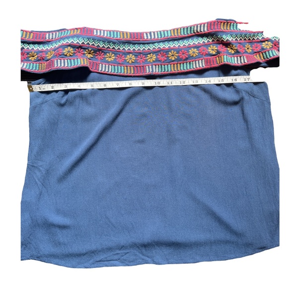 THML Women’s Blue Embroidered Blouse 
Size: Large - Picture 7 of 10